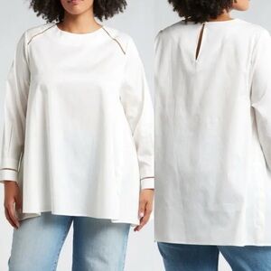 🌻NEW w/tag Anthropologie HARSHMAN Ivory Isolde Long Sleeve Cotton Top Size Small